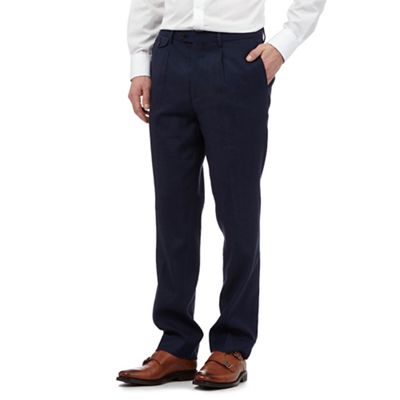 Hammond & Co. by Patrick Grant Navy linen blend trousers